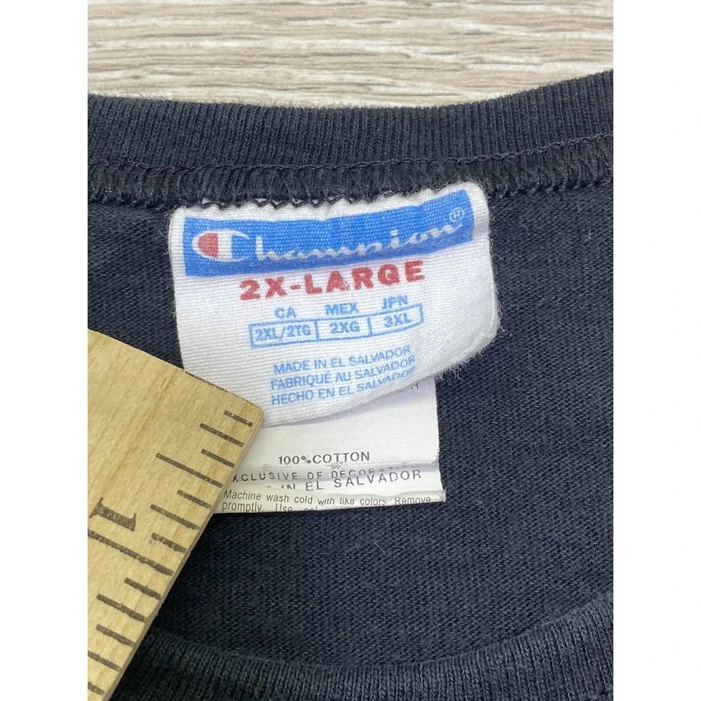 Vintage Champion Shirt Adult Sz 2XL Short Sleeve Big C Logo Embroidered Black - Picture 5 of 8